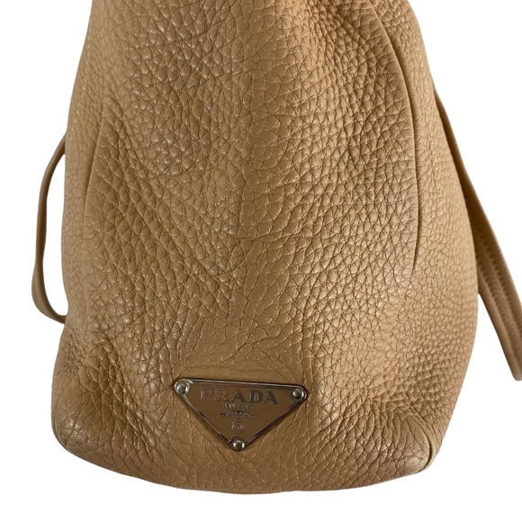 Prada Camel Leather Buckle Flap Satchel Shoulder Tote Bag - Picture 6 of 13